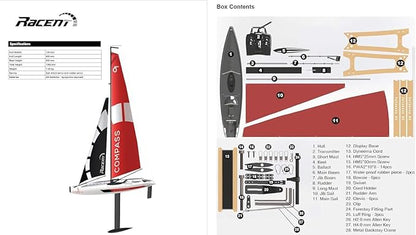 53” Inch Remote Control Boat RC Pre-Assemble Sail Accessories Kits 2.4G Electric Sailboat Watercraft for Adults (S)