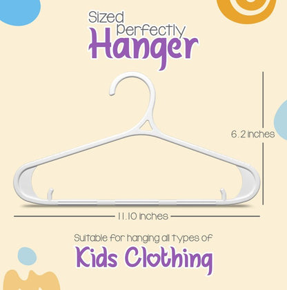 Utopia Home Kids Hangers 60 Pack - 11 Inch Plastic Baby Hangers for Closet - Childrens Hanger for Clothes & Infant Hanger for Closet - Non-Slip Shoulder Grooves, Strap Hooks & Pants Bar (White)