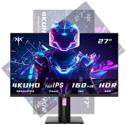 KTC 27 Inch 4K Gaming Monitor, UHD 160Hz/144Hz 1ms Fast IPS Monitor, Freesync/G-Sync, HDR400, 132% sRGB, HDMI DisplayPort, VESA, Tilt/Height/Pivot Adjustable, H27P22S