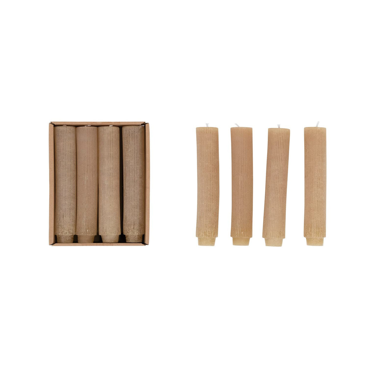 Creative Co-Op Unscented Pleated Taper Candles in Box, Set of 12