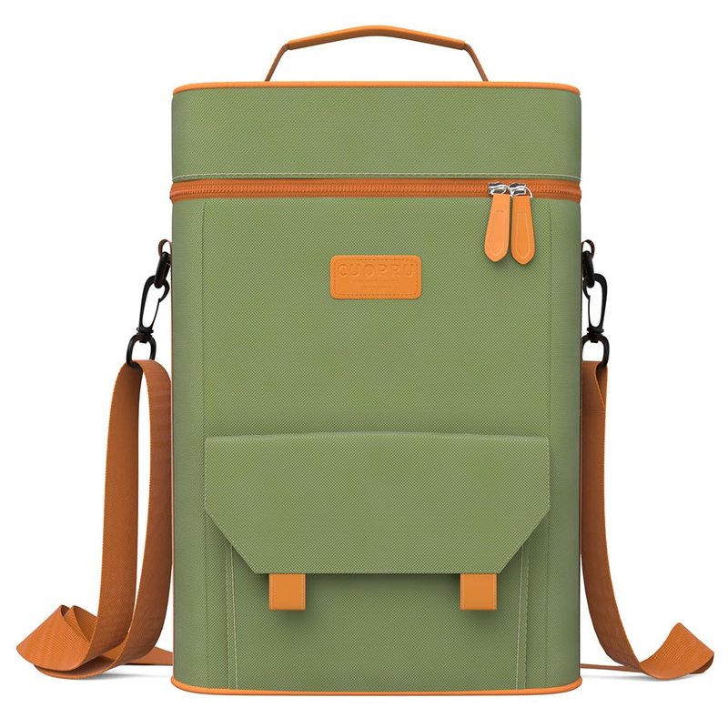 Cuopru Premium Yerba Mate Kit Carrier Tote Bag - Double Layer Waterproof 2 Wine Bottle Pockets Portable Bag for Travel, Picnic, Beach