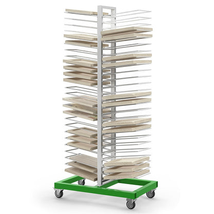 vanerepok Paint Drying Rack 50 Shelves for Cabinet Doors, Heavy-Duty Carbon Steel Structure Cabinet Door Drying Rack for Art Studios, Space-Saving with 4 Locking Casters, 25lbs per Shelf