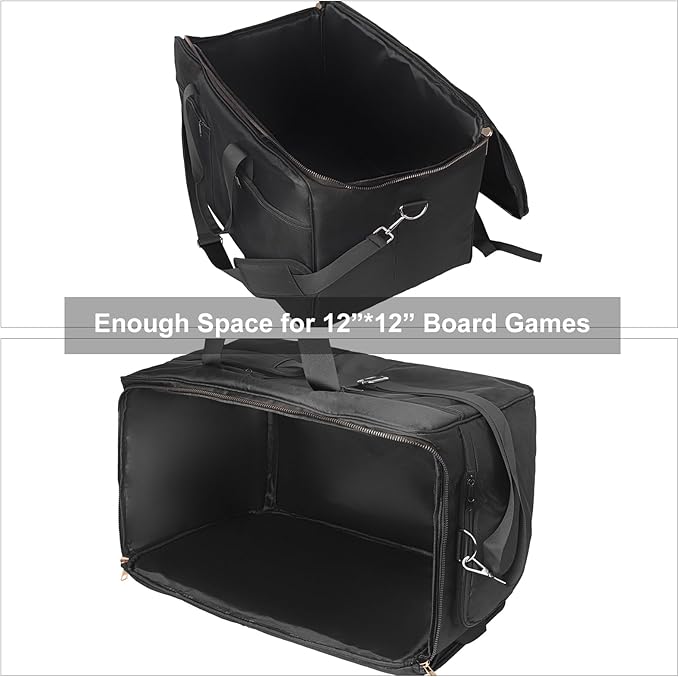 Board Game Bag(Black) Reinforced Padded Board Game Backpack with Shoulder Straps &amp Carrying Handle &amp Extra Pockets Game Organizer &amp Portable Storage Case