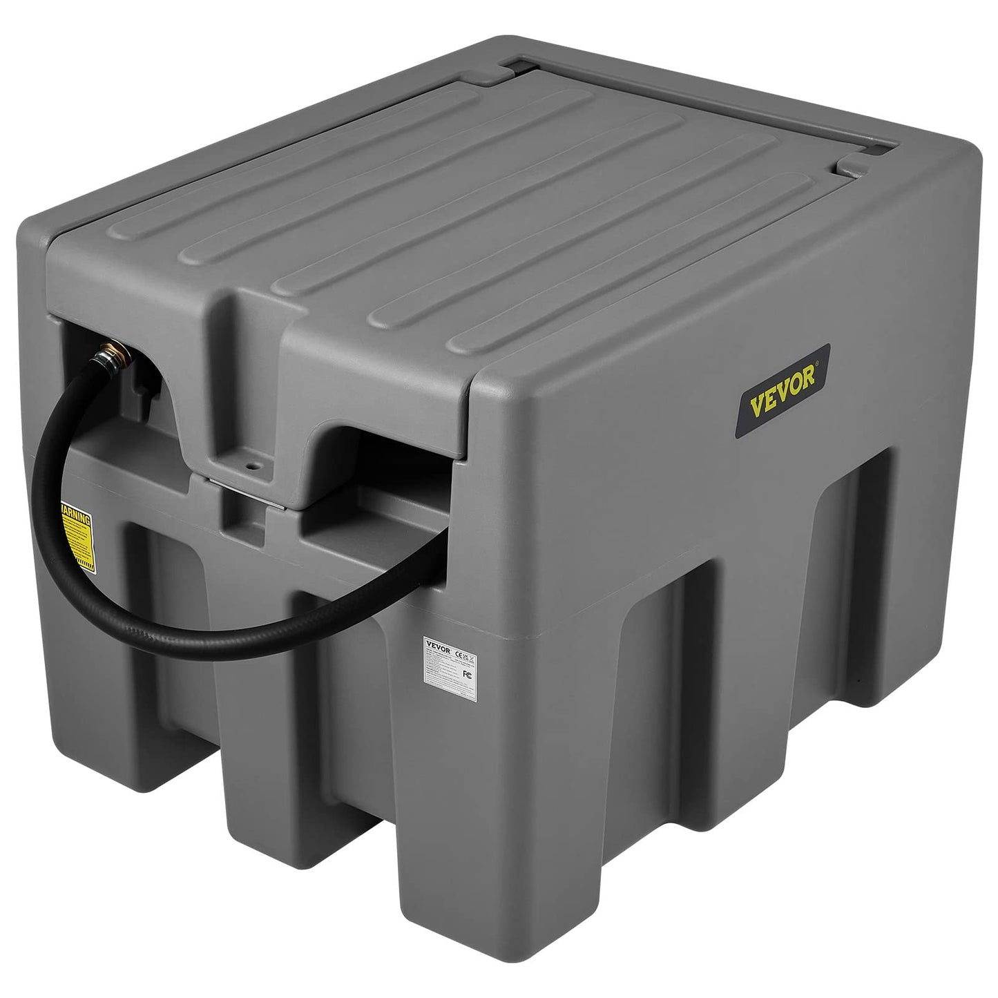 VEVOR Portable Diesel Tank, 58 Gallon Capacity & 10 GPM Flow Rate, Fuel Tank with 12V Electric Transfer Pump and 13.1ft Rubber Hose, PE Diesel Transfer Tanks for Easy Fuel Transportation, Grey