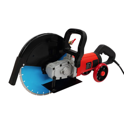 Electric Concrete Saw, 14In Wall Chaser Concrete Cutter Saw, 4000W Circular Saw with Saw Blade and Rolling Pulley, Wet/Dry Disk Saw Cutter for Cutting Stone, Concrete, Granite, Ceramics