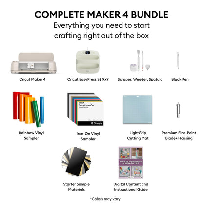 Cricut Maker 4 T-Shirt Making Bundle - Cutting Machine with EasyPress SE Heat Press, Vinyl & Iron-On Kit for Custom Apparel, Tote Bags & DIY Projects