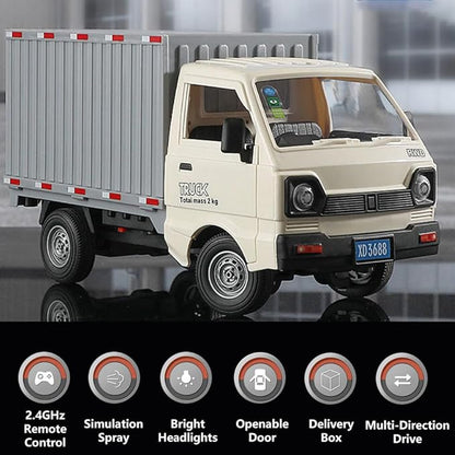 GoolRC Remote Control Car Transporter Truck 1:16 Scale RC Container Transport Truck with Spray and Light 2.4GHz All Terrain RC Cars for Teens and Adults Christmas or Birthday Gift (Blue)