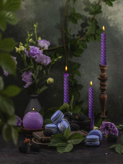 6 Pack 10 Inch Purple Spiral Taper Candles for Celebrations and Religious Ceremonies, Unscented Dripless Twisted Candlesticks for Dinner Decorative Accents Relaxation and Meditation