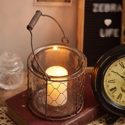 WAOCEO Candlestick Holders Iron Glass Retro Candlestick Decoration Table Romantic Home Candlelight Dinner French Wedding Props Candle Holders
