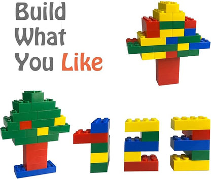 500 Piece Classic Small Building Bricks 2x4 Bulk Bricks STEM Creative Building Toys Red Yellow Blue Green(Small Bricks 1.25x0.62x0.47 in)