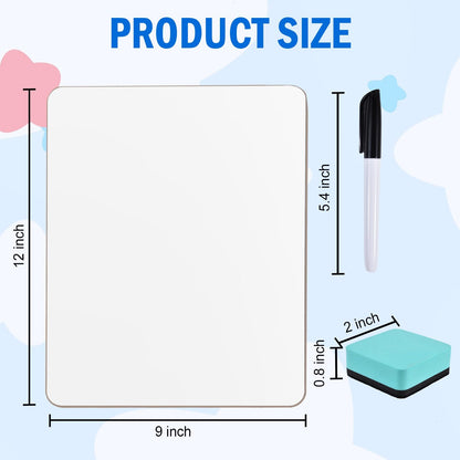 COYMOS 6 Pack Small Dry Erase Boards Classroom Pack 12 x 9 Inch Double Sided Mini White Boards Portable Dry Erase LapBoards for Teacher Supplies with 6 Erasers and 6 Markers