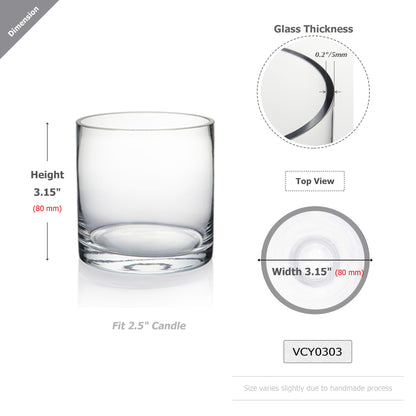 WGV Tea Light Votive Candle Holder 3x3, Clear Tiny Cylinder Glass Vase, Small Planter Terrarium for Home Accent Decor, 24 Pieces