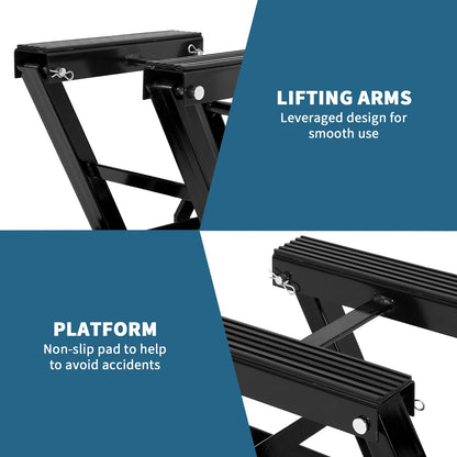 Hydraulic Motorcycle Lift Jack, 1500 LBS Heavy Duty Foot-Operated ATV Lift Stand, Portable Motorcycle & Dirt Bike Jack with 4 Wheels & Long Handle for Garage Maintenance, Black
