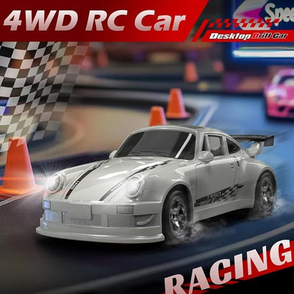 1/64 Scale Mini RC Drift Car 2.4Ghz High Speed 4WD Full-Scale Throttle Drift Racing Sport Remote Control Car Desktop Gift for Adults Enthusiasts -Blue