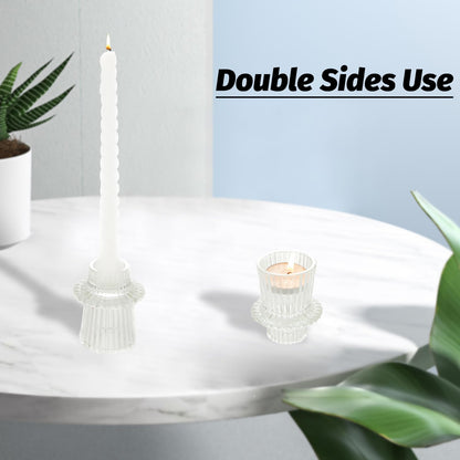BEZURA Tealight Candle Holder, Taper Glass Candlestick Holders, Votive Candle Stick Candle Holder for Table Centerpiece Wedding Dinner