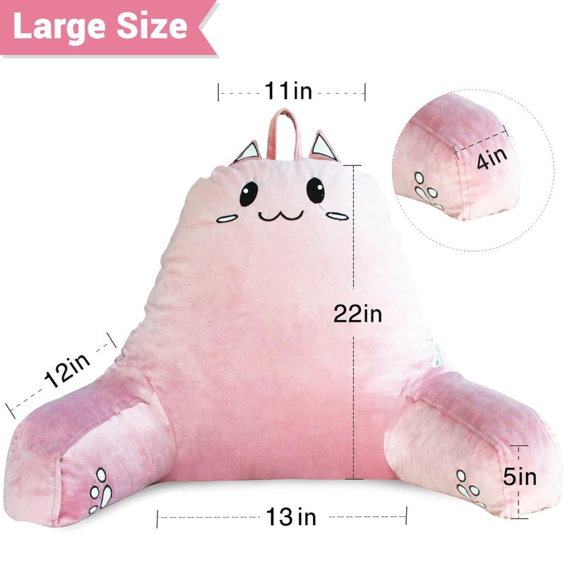 SUNSIDE Kitty Reading Pillow,Detachable Back with Arms for Sitting Up Bed