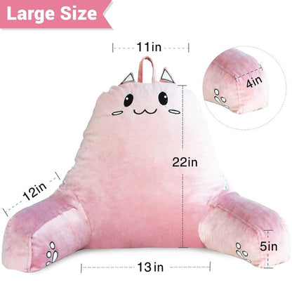 SUNSIDE Kitty Reading Pillow,Detachable Back with Arms for Sitting Up Bed