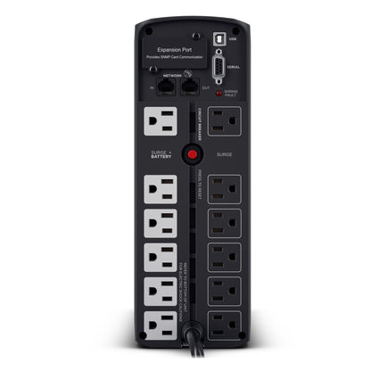 CyberPower CP1500PFCLCDTAA PFC Sinewave UPS System, 1500VA/1000W, 12 Outlets, AVR, Mini Tower, TAA Certified, Black