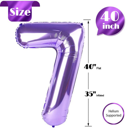Purple 7 Balloon, Number Balloon 40 Inch, Purple Party Decorations, 7th Number, Purple Seven Birthday Decorations, Number 7 Balloons