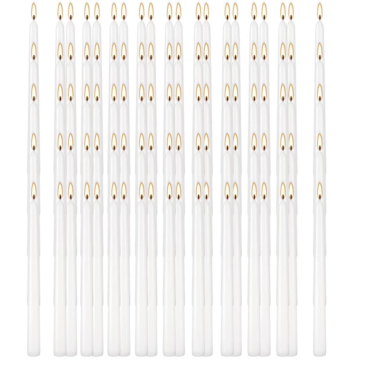 YOROXRG 100Pack White Taper Candles, 7-8 Hours Burn Time, Unscented, Smokeless and Dripless, 0.75 x 10 Inch Dinner Candle Set for Household, Wedding, Party and Home Décor Candlesticks