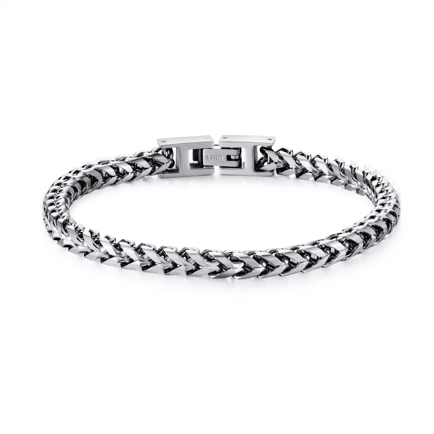 LUCKY2+7 Mens Bracelet - Stainless Steel Fold Over Clasp Franco Chain Bracelets for Men Jewelry Gifts for Dad Grandpa Husband
