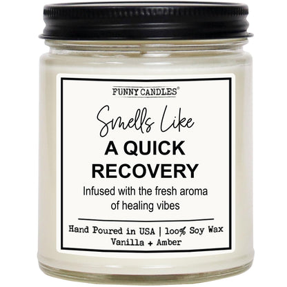 Funny Candles - Get Well Soon “Smells Like a Quick Recovery Infused with Healing Vibes” – 100% Soy Wax, Vanilla Scent – Feel Better Gift for Friends, Coworkers, Her, Him – Made in USA
