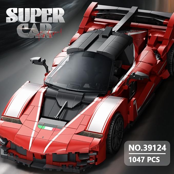 Red Supercar Building Block Toy 1047 Pieces MOC Car Adult Display and Collection Racing Car Sports Car Gift Toy