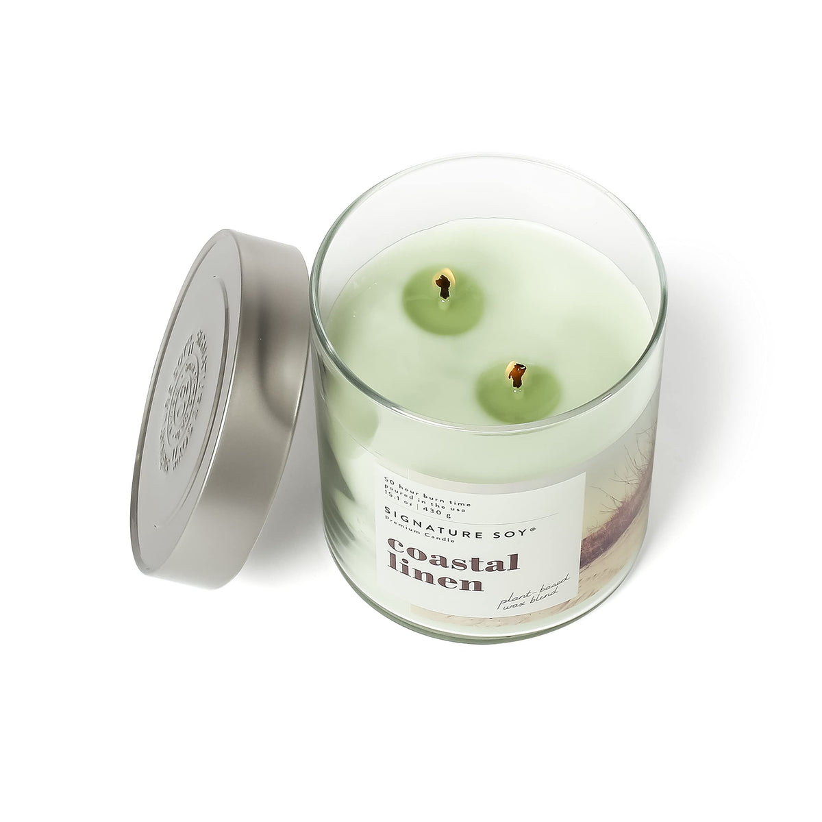 Signature Soy Lidded Coastal Linen Scented Candle, Large Jar