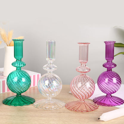 Ayuduots Glass Candlestick Holders, Elegant Glass Taper Candle Holder Centerpieces for Home Ornaments Wedding Party Decorations