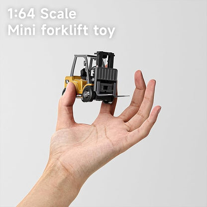 BRRRRT 1/64 Full Proportional RC Forklift Toy8 Channel 2 Mode Mini Remote Control Forklift Truck with Flatbed Tow Truck2 in 1 Transformable Lift Fork &amp Hook with Rechargeable Battery for 4+ Kids