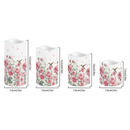 Cozeyat Pink Flower LED Candles Set of 4 Battery Powered Flameless with Remote Timer Flickering Waterproof for Indoor Outdoor Garden Table Beach Decor