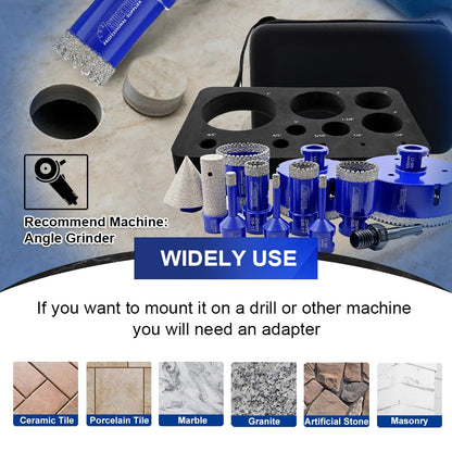SHDIATOOL Diamond Drill Core Bits Kit Hole Saw Sets Diamond Drilling Mould Guide for Porcelain Tile Marble Ceramic Granite with Hollow EVA Guide Jig 12pcs(6/6/8/20/25/35/50/75/100/20MM/2inch/SDS)