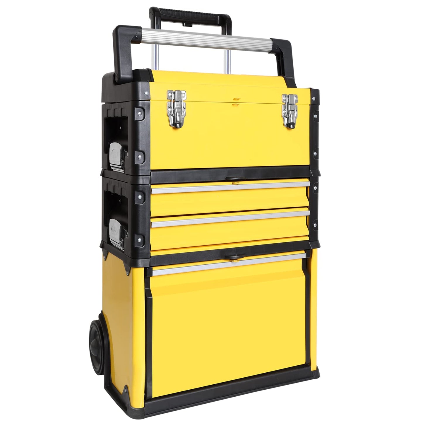 BIG RED Stackable Portable Metal Tool box Organizer with Wheels and 2 Drawers, Rolling Upright Trolley Tool Chest for Garage or Workshop,Yellow,ATRJF-C305ABDYR