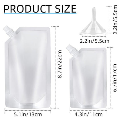 12Pcs Plastic Flasks,Drink Pouches,Reusable Pouches,Water Pouch,Liquid Pouches,Soft Flask for Outdoor Sports,Concerts,Events（8OZx6-16OZx6+ 1 Funnels)