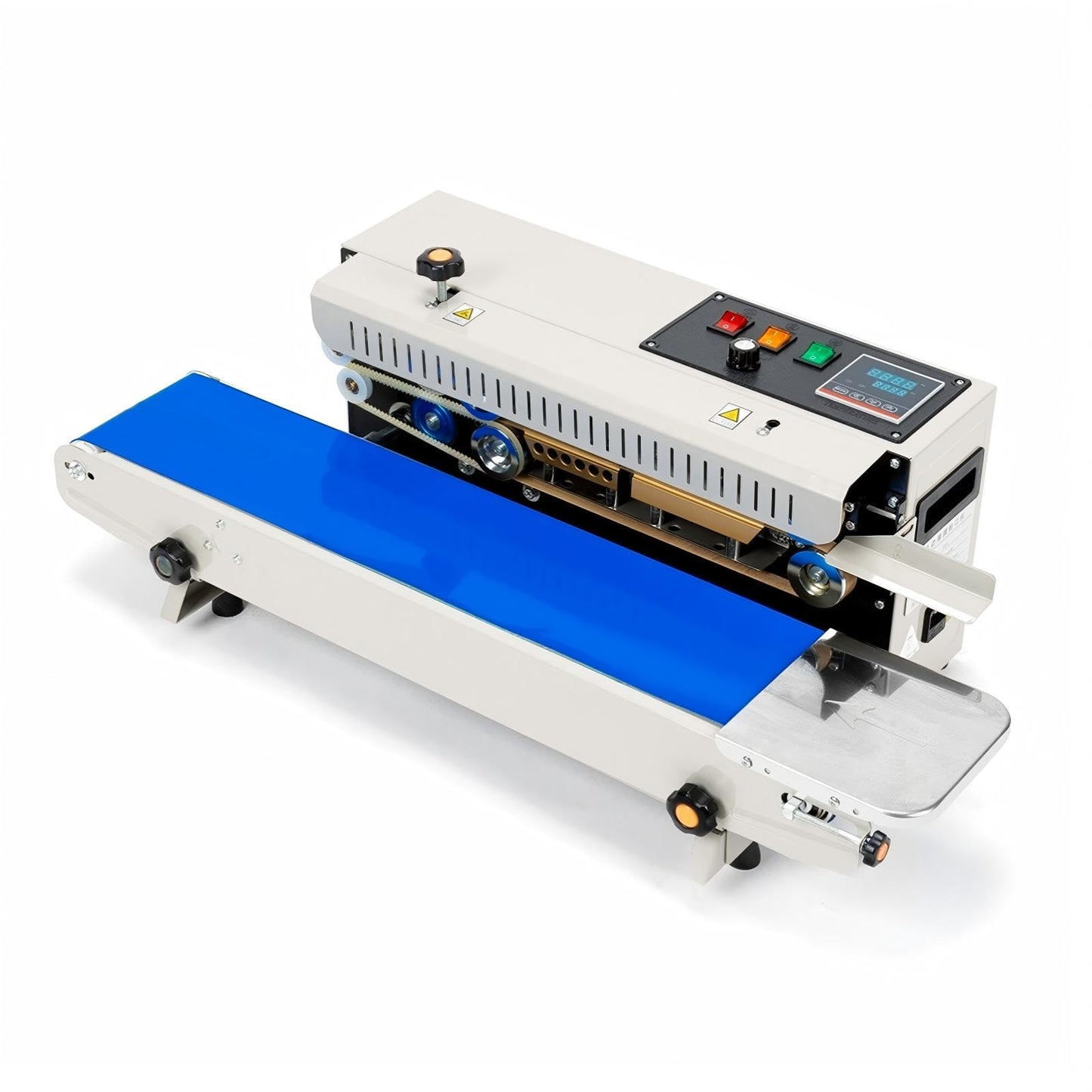 VONPACK FR-900 Automatic Continuous Band Sealing Machine, 220V Bag Sealer Industrial Factory Kitchen Packing Machine Heat Sealing Adjustable Intelligent Temperature Control for Plastic Bag Food Film