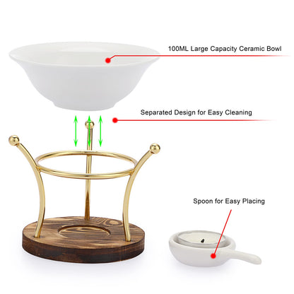 JUXYES Romantic Ceramic Tealight Wax Melt Warmer, Non Elecric Essential Oil Warmer Candle Fragrance Warmer Aromatherapy Wax Candle Tart Burner Warmer Diffuser for Home Decoration