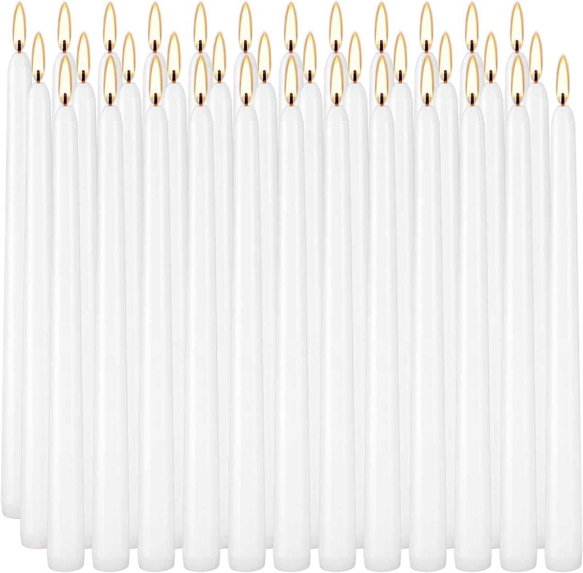 YOROXRG 36 Pack White Taper Candles, 7-8 Hours Burn Time, Unscented, Smokeless and Dripless, 0.8 x 10 Inch Dinner Candle Set for Household, Wedding, Party and Home Décor Candlesticks
