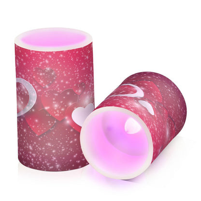 ALAZA Happy Valentines Day Hearts Flickering Flameless Candles Battery Operated with Remote Timer,Tea Light Candles LED Pillar Votive Candles Set of 2 for Outdoor Indoor Decorations
