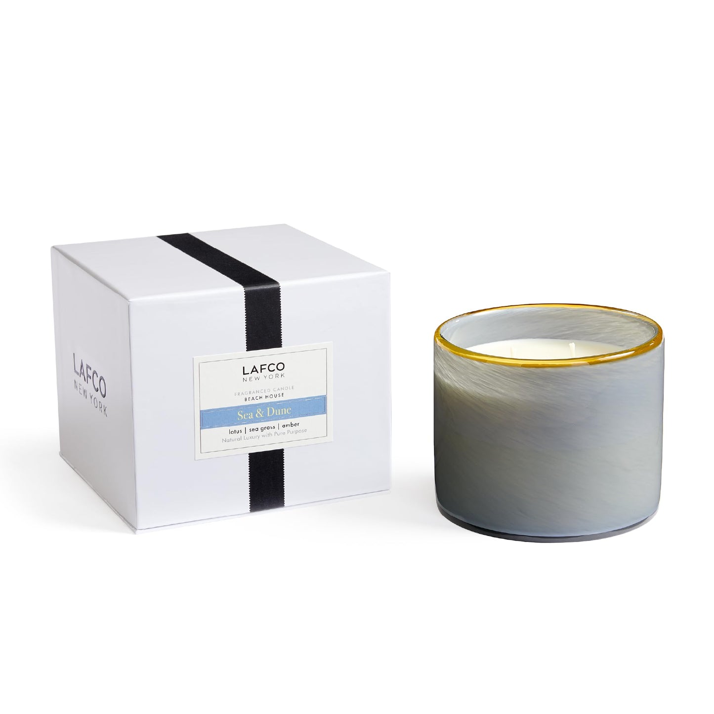 LAFCO New York 3-Wick Candle, Sea & Dune - 30 oz - 120-Hour Burn Time - Reusable, Hand Blown Glass Vessel - Made in The USA