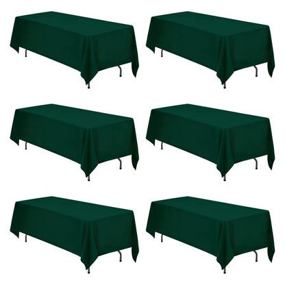 BRILLMAX 6 Pack Hunter Green Tablecloths 70 x 120 Inch for 6ft & 8ft Rectangle Tables - 150 GSM Polyester Fabric, Universal Fit, Water, Stain & Wrinkle Resistant Cloth Cover for Wedding Banquet