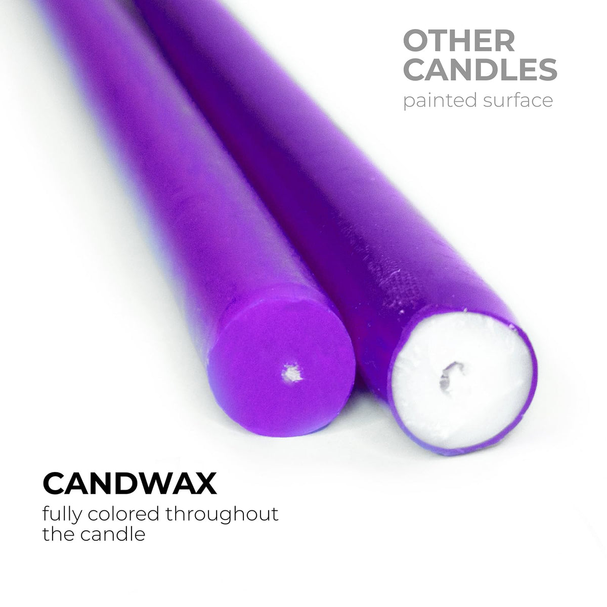 CANDWAX Purple 12 inch Taper Candles Pack of 4 - Unscented Smokeless Dripless Long Burning Christmas Tapered Candle Sticks - Perfect as Christmas Candle Sticks for Home Decor - Purple Taper Candles