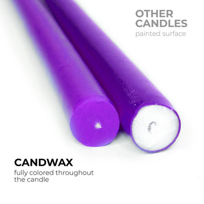 CANDWAX Purple 12 inch Taper Candles Pack of 4 - Unscented Smokeless Dripless Long Burning Christmas Tapered Candle Sticks - Perfect as Christmas Candle Sticks for Home Decor - Purple Taper Candles
