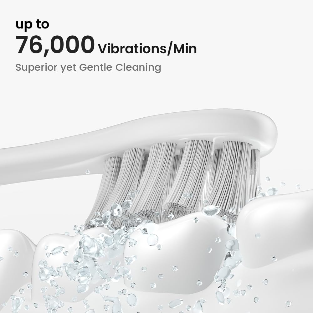 Oclean Electric Toothbrush for Adults, 150 Days Battery Life Electric Toothbrush, USB Rechargeable Sonic Travel Toothbrush with 6 Brush Heads & Travel Case, 5 Modes and Smart Timer, Purple