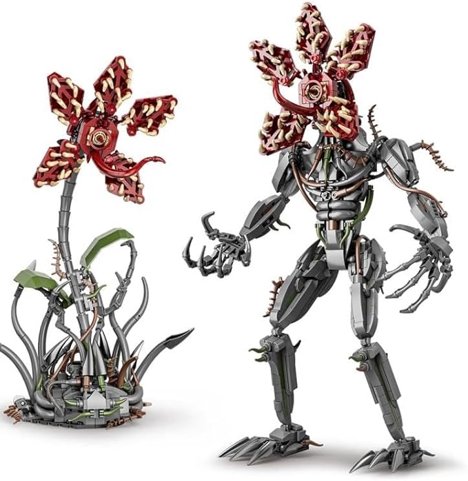 2 in 1 Strange Cannibal Flower Building Blocks Sets Piranha Flower Model Kits Horror Halloween Toys Gift for Adults Kids Teens 858 PCS