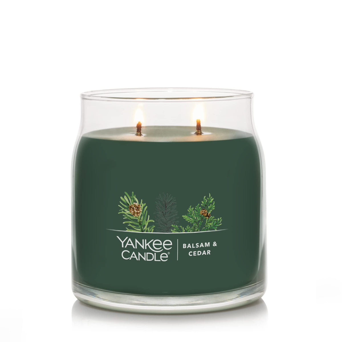 Yankee Candle Balsam & Cedar Scented Signature 13oz Medium Jar 2-Wick Candle Over 35 Hours of Burn Time Christmas | Holiday