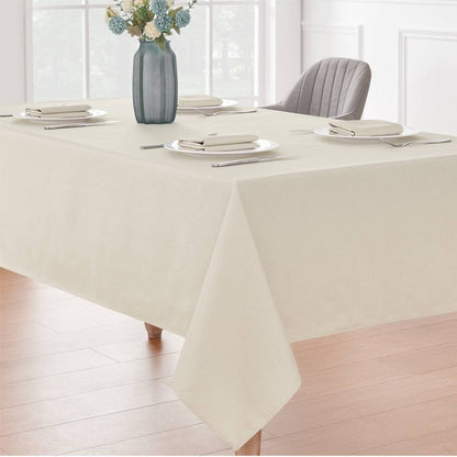 Veblandy Rectangle 8 Feet Tablecloth 60x120 inch Linen Textured Table Cloth Stain and Wrinkle Resistant Washable Polyester, Decorative Table Cover Waterproof for Dining, Buffet and Camping, Beige