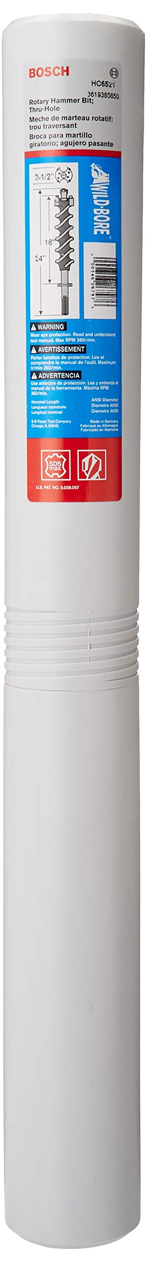 Bosch HC6521 2-1/2-Inch x 18-Inch x 24-Inch Wild Bore Thru-Hole Multi-Cutter Head SDS Max Rotary Hammer Bit, Silver