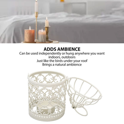 Tealight Lantern Hollow Pattern Decorative Metal Bird Cage Candle Holder for Dining Table Wedding Party