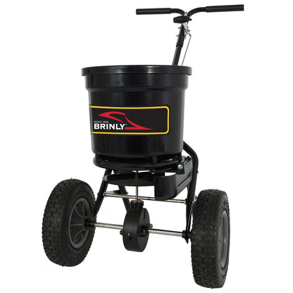Brinly P20-500BHDF-A Push Spreader with Side Deflector Kit and Hopper Grate, 50 lb. Capacity - Flat Black