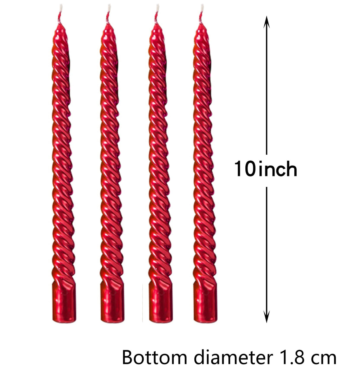 Likejarcand 10 inch Spiral red Tapered Candles,-Set of 4 Tapered Candles, red Tall Candlesticks, Long Candl Sticks, Home Dinner, Party, Wedding, Halloween